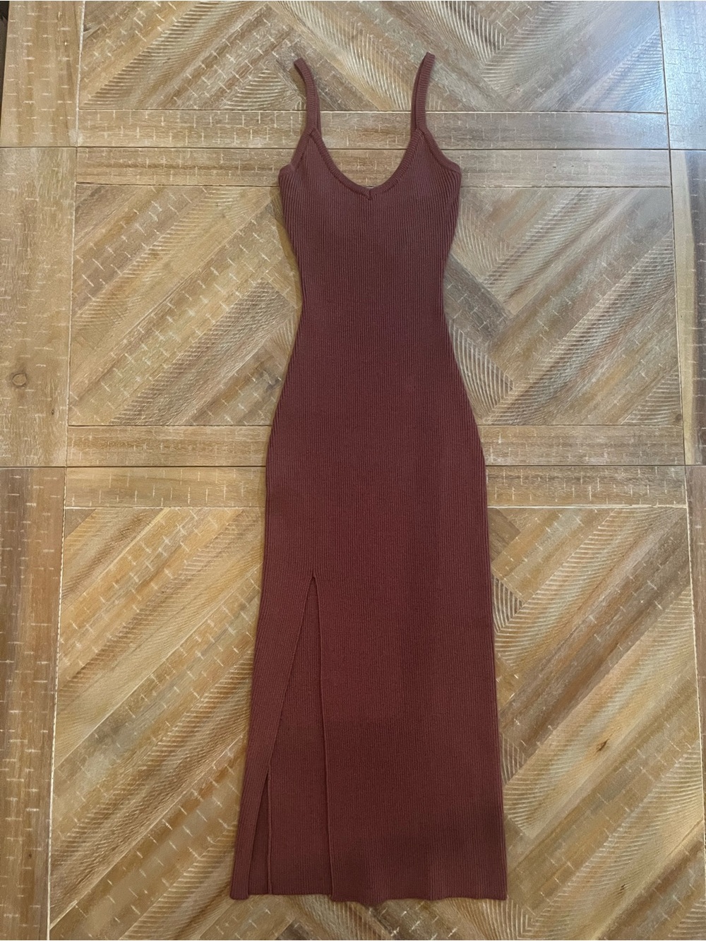 Windsor Mauve Ribbed Knit Maxi Dress Size L NWT